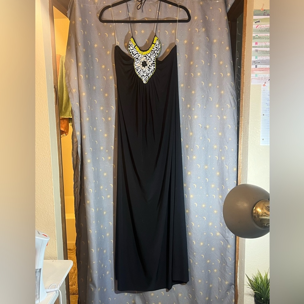 GWP!! NWT Tbags Los Angeles beaded long halter dress size small made in USA - Picture 9 of 14